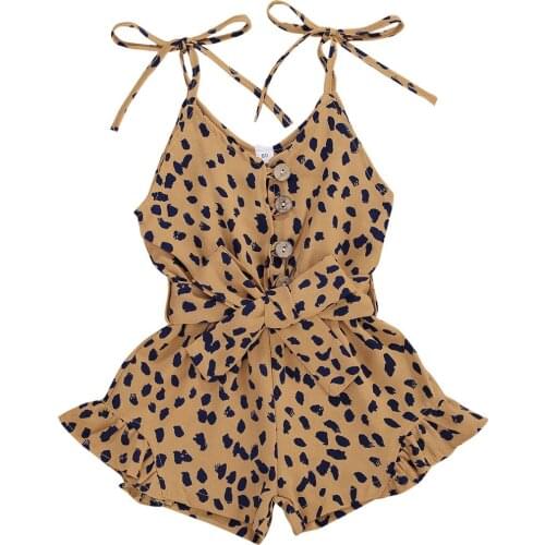 1-6Y Toddler Baby Kid Girls Leopard Jumpsuit Summer Fashion V neck Romper Beach Holiday Costumes Children Clothes
