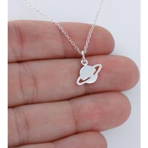 Cute Gold Silver Color Chain Fashion Earth Pendant Necklace Fashion Geometric Star Planet Pendant Necklace for Women Girls