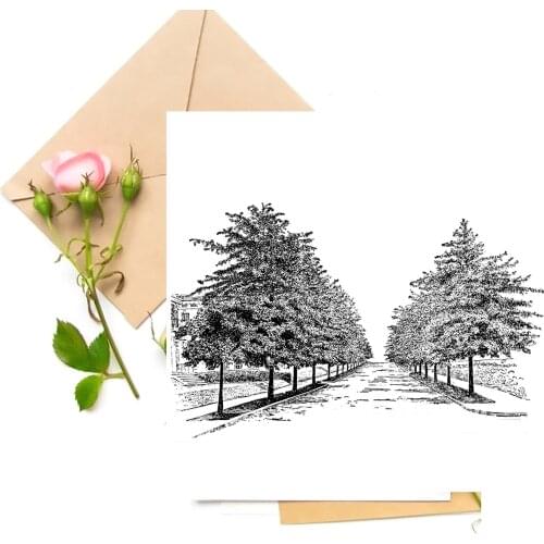 Tree / Street Clear Stamps For DIY Scrapbooking Card Making Stamps Fun Decoration Supplies