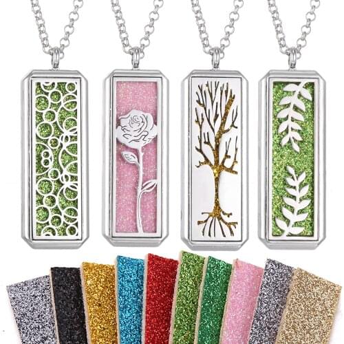 Rectangle Aromatherapy Diffuser Necklace Magnetic Vintage DIY Perfume Essential Oil Diffuser Aroma Locket Necklace Dropshipping