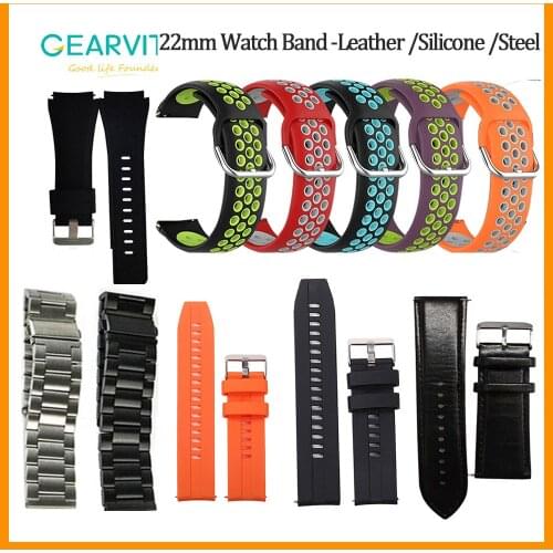 22mm Silicone Watch Strap Leather Steel Watch Band For Huawei Watch GT2 Pro For Sansung Galaxy For Garmin Watch Accessories