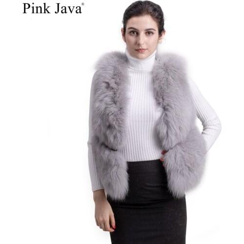 Pink java QC8134 free hipping 2017 new arrival real fox fur vest genuine fox gilet fashion women waistcoat hot sale wholesale