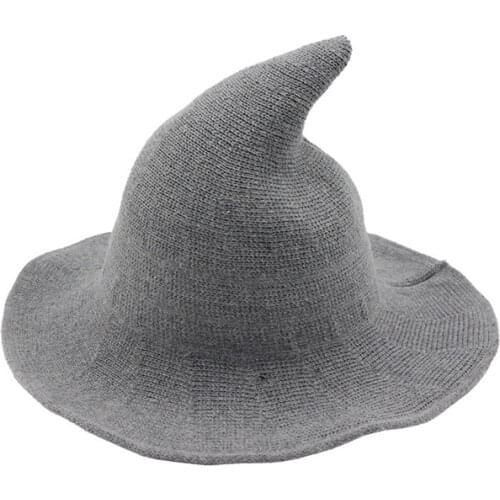 Sheep Wool Cap Knitting Fisherman Hat Autumn Winter Female Fashion Witch Pointed Basin Bucket Hats Women Modern Witch Cap TG0064