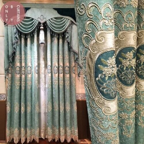 Curtains for Living Dining Room Curtains for Bedroom Chenille Jacquard European Embroidery Valance Curtain for Balcony Curtain