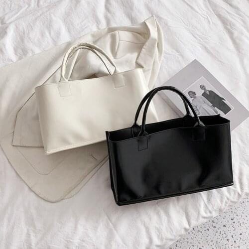 Fashion Women Pure Color PU Leather Handbag Casual Ladies Large Capacity Shopping Tote Bag Female Travel Shoulder Bags