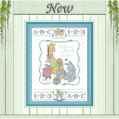 Birth certificate cartoon home decor painting counted print on canvas DMC 11CT 14CT kits Cross Stitch embroidery needlework Sets