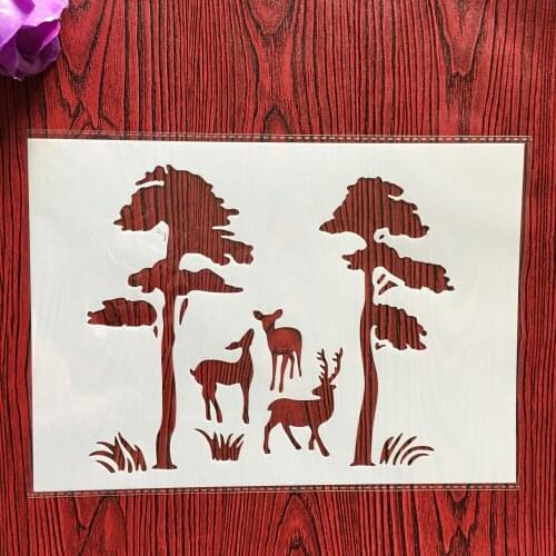 A4 29 * 21cm Sika Deer tree DIY Stencils Wall Painting Scrapbook Coloring Embossing Album Decorative Paper Card Template