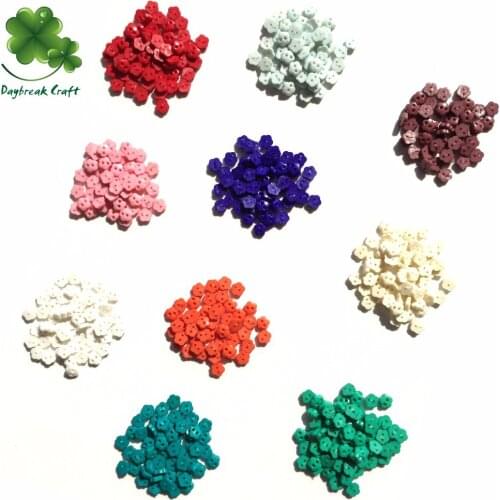Pack of 100) Mini buttons 6mm flower shape resin buttons for decorating