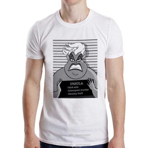 Ursula Mugshot T-shirt Princess Funny Criminal Octopus Tee Mermaid Villain Top Men T Shirt Print Cotton Short Sleeve T-Shirt