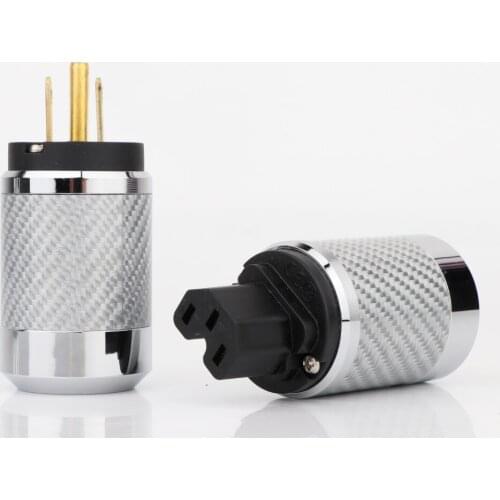 WCF2-G Hi-End Carbon Fiber Gold Plated US Power Cable Plug IEC Connector Female Male HIFI DIY Mains Power Cable