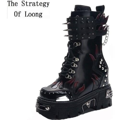 European America Style New Winter Height Increasing Platform Rivet Plush Genuine Leather Women Short Equestrian Boots 20201202
