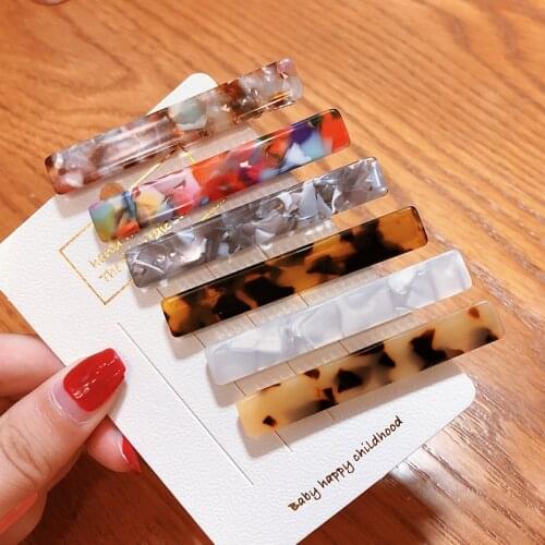 2019 Women Girls Acrylic Alloy Leopard Rectangle Ornament Hair Clips Tin Foil Sequins Hairpins Barrettes Female Hair Accessories