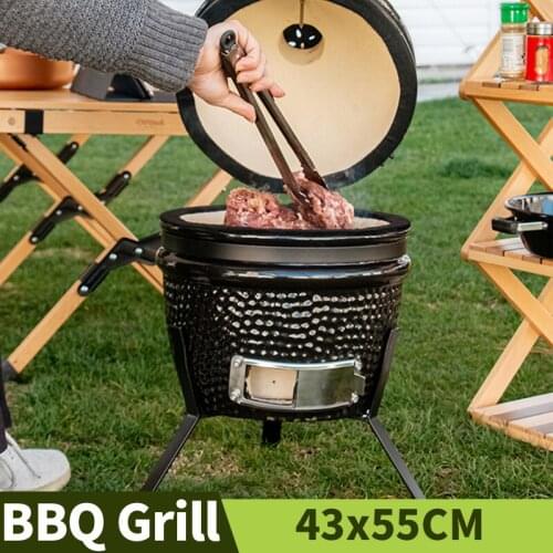 13" Courtyard Household BBQ Grill Outdoor Portable Charcoal Braised Oven Garden Egg Barbecue Grill Ceramics Smoked Furnace