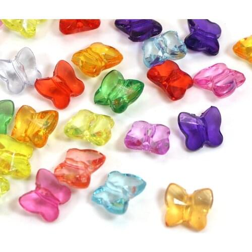 200 Mixed Colour Transparent Acrylic Faceted Butterfly Beads 10X8mm