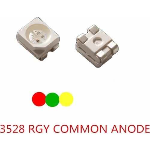 50PCS 3528 RGY LED red + green + YELLOW Common anode water clear plcc-4 20mA SMD LED LIGHT BEADS LAMPS 3.5*2.8*1.9mm