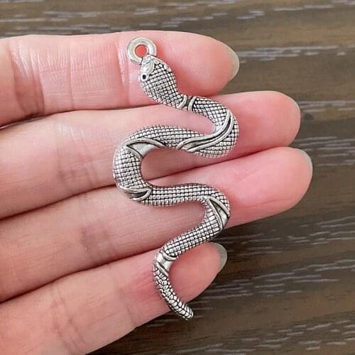 6PCS Vintage Bohemian Large Snake Pendant Charm for Necklace Earrings Bookmarks Key Chains DIY Jewelry Making