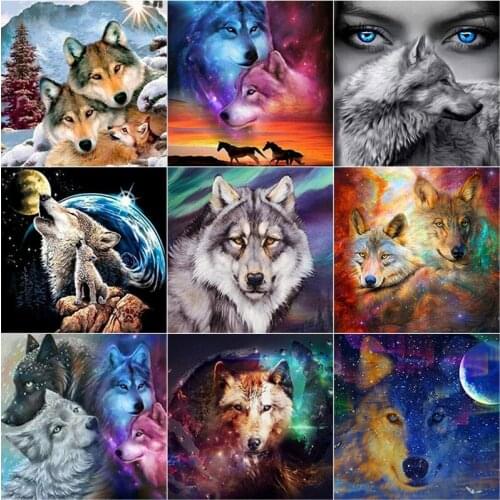 New 5D DIY Diamond Painting Animal Scenery Cross Stitch Wolf Diamond Embroidery Full Square Round Drill Home Decor Manual Gift