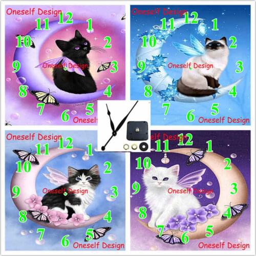 Diy diamond painting with Mechanical clock 5d diamond embroidery full clock cat diamond mosaic sale decortion home wall sticker