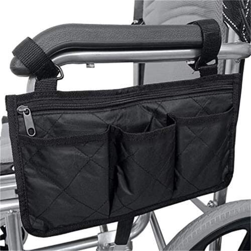 Wheelchair Armrest Accessories Side Bags To Hang On Side With Bright Line Waterproof Black Walker Storage Pouches