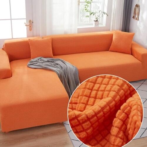 Plush corner sofa covers elastic Couch Covers for living room slipcovers stretch Loveseat L-shaped need 2pcs