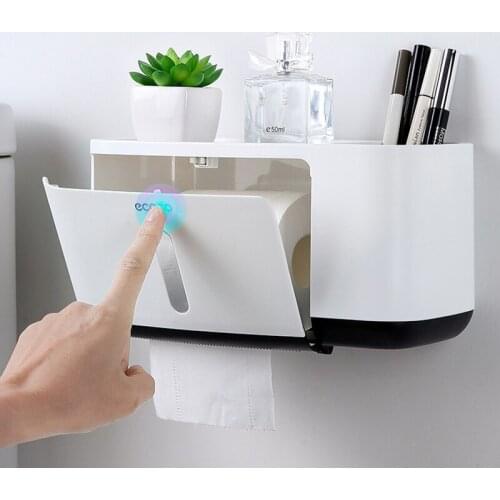 Toilet Paper Holder With Two Storage Waterproof For Toilet Paper Bath Kitchen Toilet Roll Holder Not Drilling Paper Towel Holder