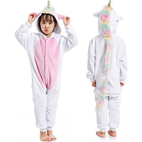 2020 kids chid unisex kugurumi pajamas animal anime sleepwear Unicorn cartton warm one piece clothing Christmas nightwear