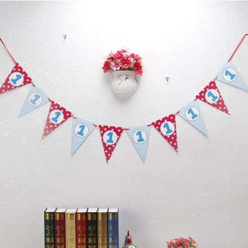 Girls Party Bunting 1 Banner Flags Per Bunting Length 2.5m Party Favors kids boy Mickey Happy Birthday Decoration party supplies