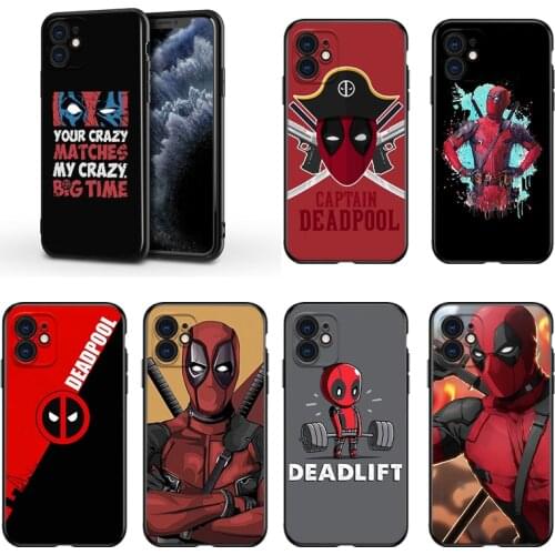 Deadpool Marvel Cool For Apple iPhone 13 12 11 Mini XS XR X Pro MAX SE 2020 8 7 6 5 5S Plus Black Silicone Phone Case