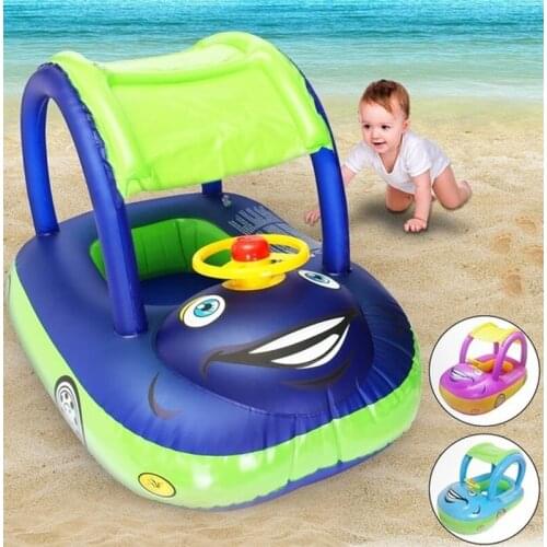 Summer Steering Wheel Sunshade Swim Ring Car Baby Boat Pool Tools Accessories For boy girl Childrens Cartoon Car Toys Party