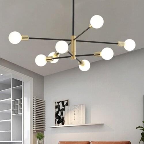 Nordic metal chandelier Black industrial light fixture for Living Room Bedroom Decor Iron Art Bulbs Home Indoor e27 chandelier