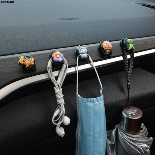 Cartoon Car Front And Rear Seat Hooks Creative Sundries Holder Rack Multi-functional Key Mask Hooks Car Interior Accessories