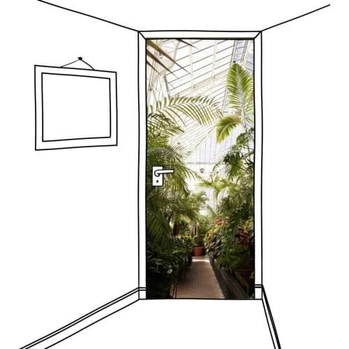 Hot Door Mural Building Garden Wall Door Sticker DIY Self-adhesive Waterproof Wallpaper Poste for Home Decoration Gift
