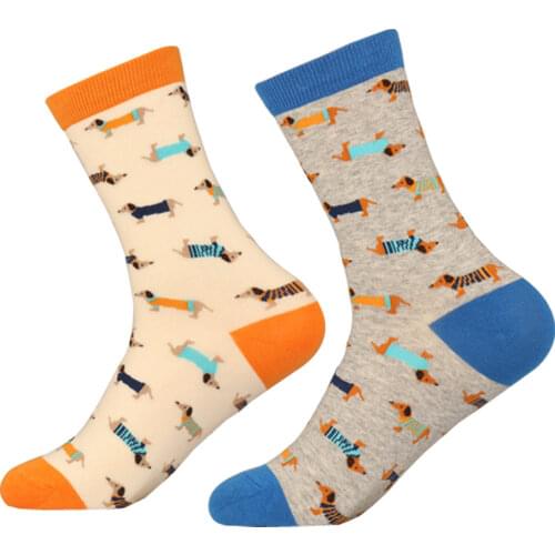 New Funny Men Women Dachshund Crew Socks Korean Novelty Lovers Pet Dog Cartoon Cotton Gift Sock