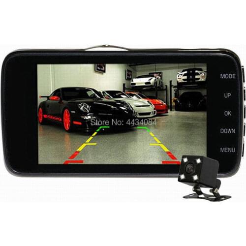 Ouchuangbo HD 4 inch HD 1080P car rear view cam DVR recorder with G-Sensor parking camera dual Lens