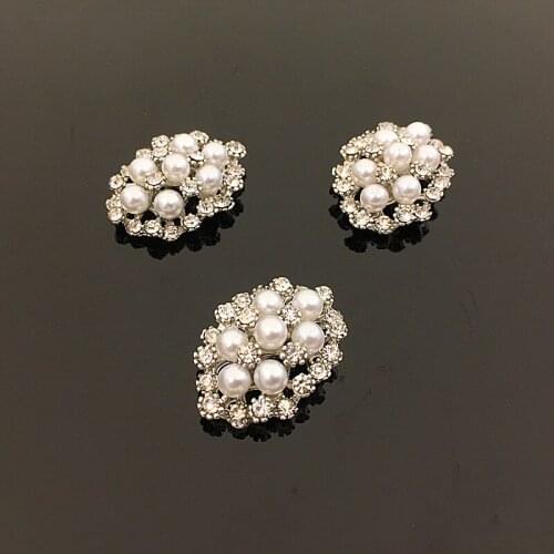 Oval Rhinestone pearl Buttons Crystal Craft Wedding ebellishment Garment Hair Accessories