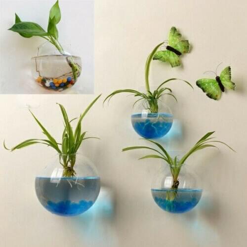 Hanging Flower Pot Glass Ball Vase Terrarium Wall Fish Tank Aquarium Container Wall-mounted Glass Vase