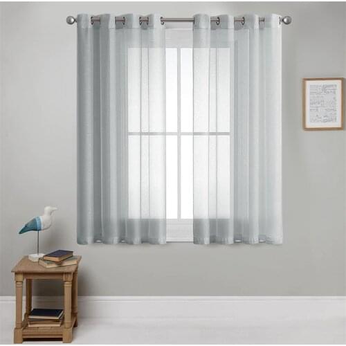 ELKA Sheer Curtains White Kitchen Curtains Sheers Short Curtains Living Room Small Curtain Bedroom Voile Window 2 Panel