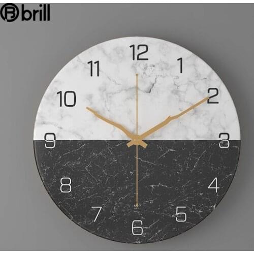 Simple Wall Clock Modern Design Silent Metal Wall Art Decor Living Room Marbling Home Wall Watches Home Decor Farmhouse Decor