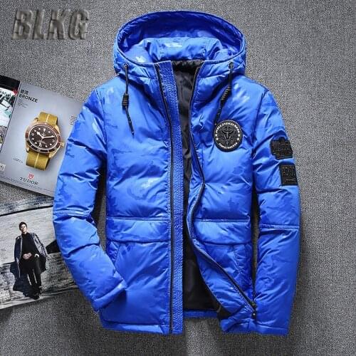 Dropshipping Winter Down Jacket Men Camouflage Fashion Hooded Collar Windbreaker Thick Keep Warm Down Parkas Jacket