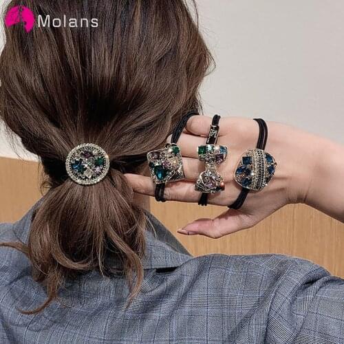 Molans New Elastic Hair Bands for Women Crystal Rhinestone Head Rope Fashion Ponytail Holder Scrunchies Girls Hair Accessories