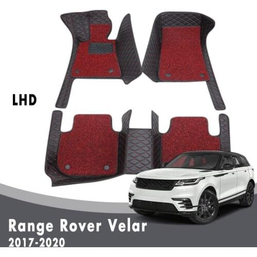 Luxury Double Layer Wire Loop Car Floor Mats Carpets For Range Rover Velar 2020 2019 2018 2017 Leather Custom For Land Rover