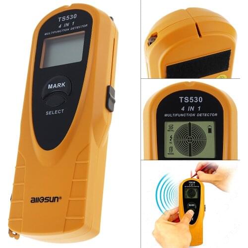 TS530 4 IN1 Super Digital Multifunction Metal Detector Voltage AC Detector with Indicate light and 2m Tape Measure Inside