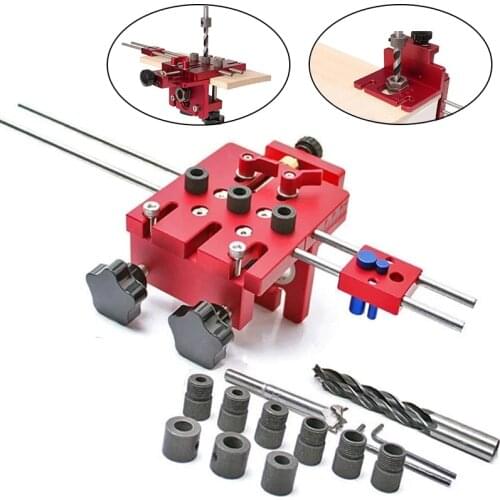 Vertical Pocket Hole Jig 6/8/10mm Drilling Locator Hole Puncher Wood Dowelling Self Centering Drill Guide Woodworking Tool Kit