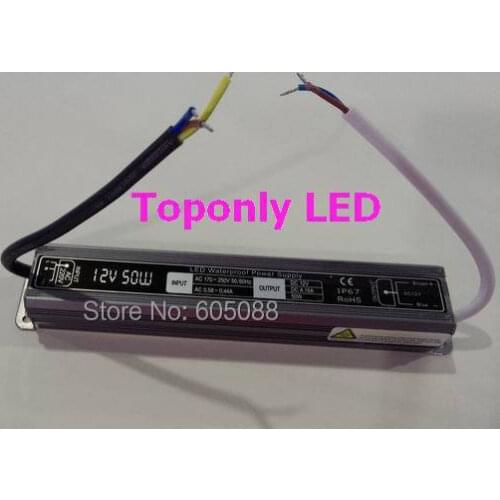 IP67 waterproof power driver led 50w 12v/24v led transformer led power supply using for led strip/bar/module lighting,50pcs/lot