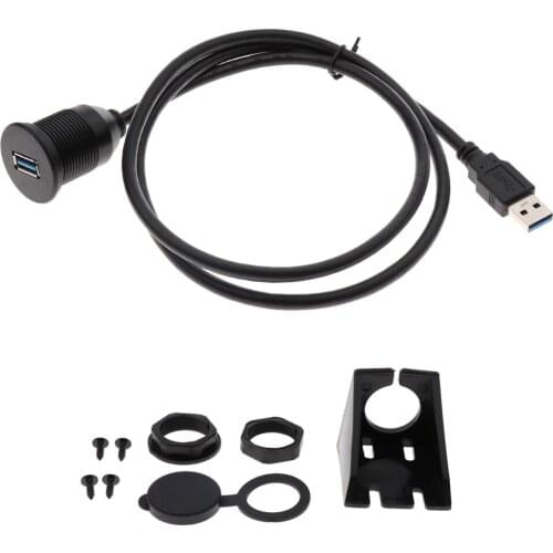 High Quality Car USB3.0 Extension Flush Mount Cable Dashboard Kit Round