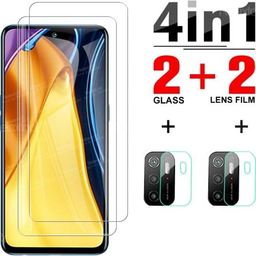 4 in 1 Tempered Glass Protective For Xiaomi Pocophone M3 Pro m3Pro M 3 Pocom3 Camera Lens Screen Clear Protector Full Cover Film
