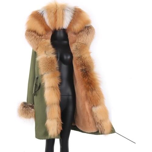 2021 Women Winter Jackets 7xl Real Fur Coat Long Parka Large Natural Fox Fur Hooded Coat Outwear Long Detachable Lining