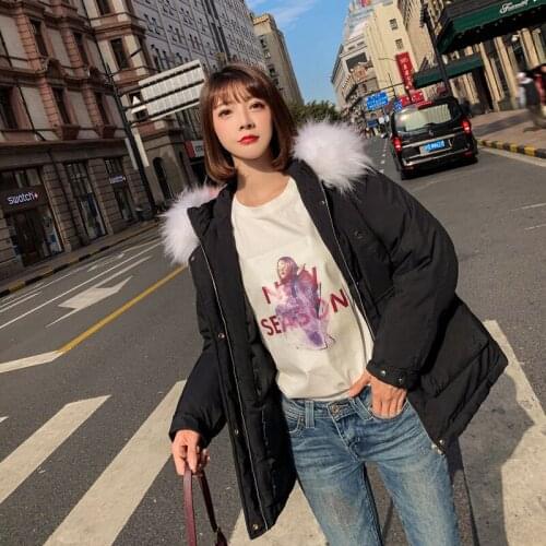 Winter Jacket Women Korean Big Fur Collar Coat Women White Parka Hooded Female Jacket Casaco Feminino Lby-1801 YY1386