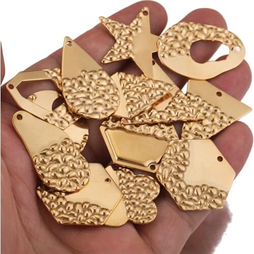 10pcs/lot Gold Stainless Steel Flower Heart Charms Earrings Charms Connectors for Diy Jewelry Making Supplies Wholesale Items
