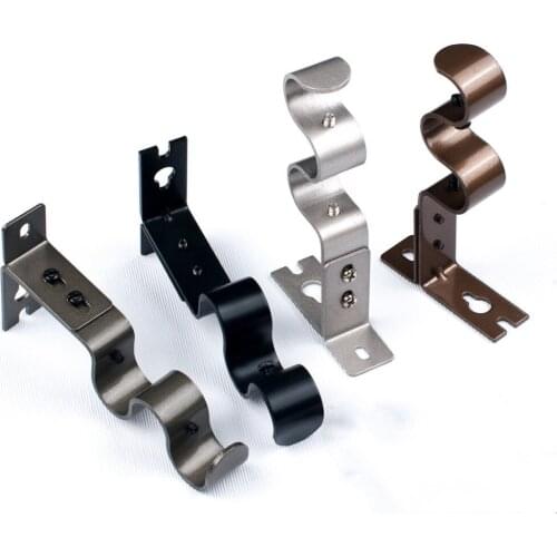 2pcs/set Metal Curtain Rod Wall Bracket Adjustable Heavy Duty Double Curtain Support Holder For Home Bathroom Window Hardware